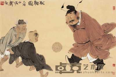 徐乐乐 乙酉（2005年）作 蹴鞠图 镜心 46×69.5cm